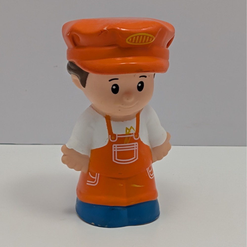 Fisher-Price Little People Choo-Choo Train Conductor Orange Overalls w/ Cap 2014